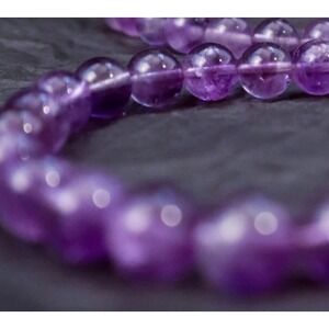 Natural Amethyst Stone Beaded Bracelet Purple Beads NEW 8mm / 7 inches